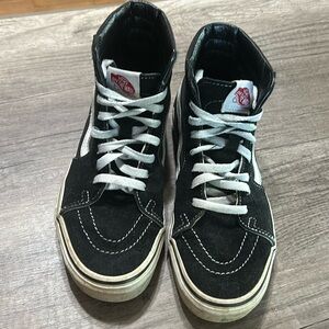 Vans black white high top sneaker shoes, 8